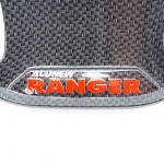 ถ้วยรองมือเปิด เบ้ากันรอย เบ้ากลม โลโก้สีแดง "Ranger" 4 ประตู 4 ชิ้น สีเครฟล่าดำ สำหรับ Ford Ranger XLT Wildtrak 4x2 4x4 ปี 2022-2023